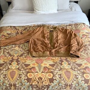 Vinci Suede Bomber Jacket XXL Buttery Soft Silk Lining Italian Coat